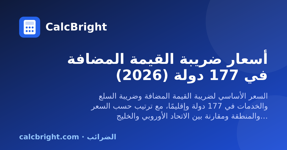 أسعار ضريبة القيمة المضافة وضريبة المبيعات في 177 دولة – CalcBright