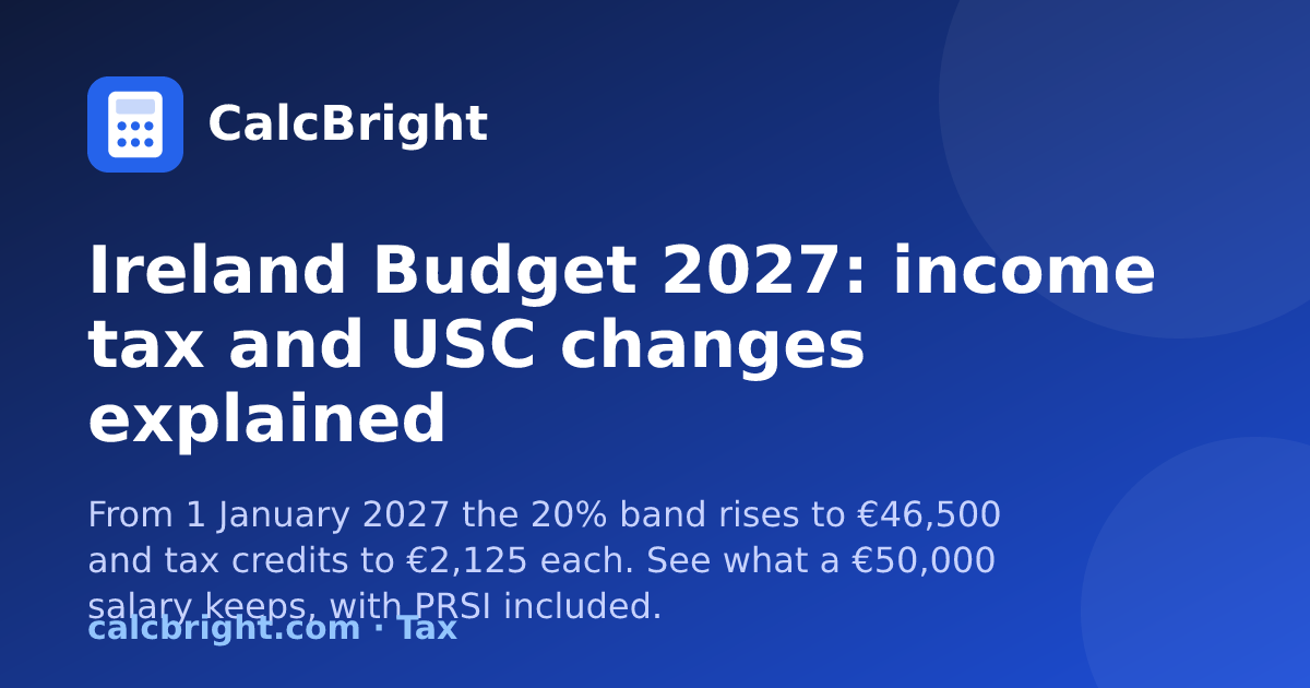 Ireland Budget 2027 income tax and USC changes – CalcBright