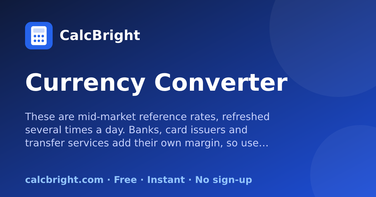 Currency Converter – Live Exchange Rates Today | CalcBright